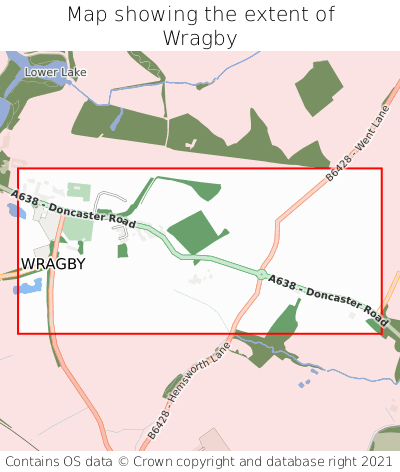 Map showing extent of Wragby as bounding box