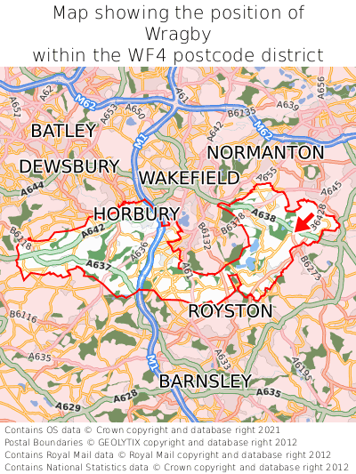 Map showing location of Wragby within WF4