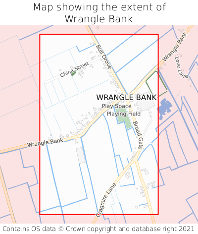 Map showing extent of Wrangle Bank as bounding box