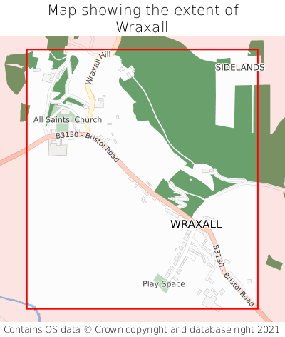 Map showing extent of Wraxall as bounding box