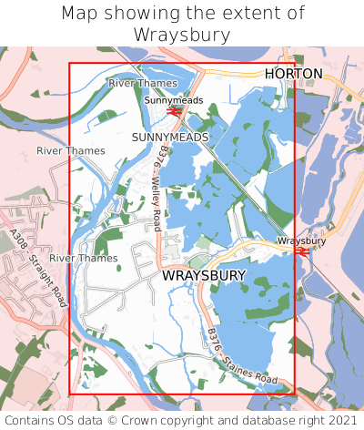 Map showing extent of Wraysbury as bounding box