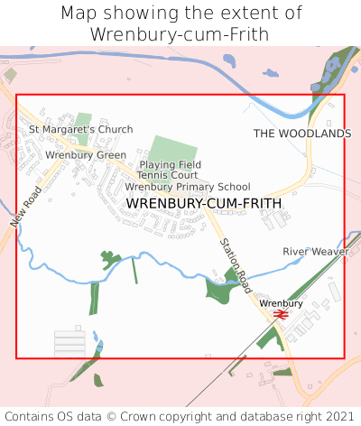 Map showing extent of Wrenbury-cum-Frith as bounding box