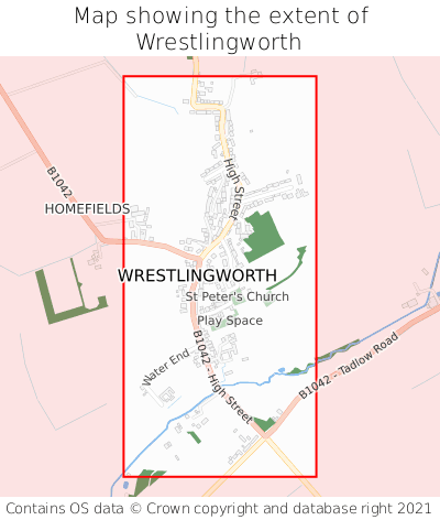 Map showing extent of Wrestlingworth as bounding box