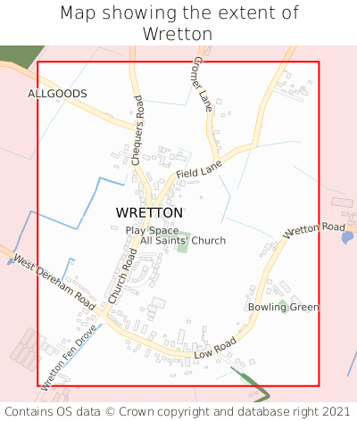 Map showing extent of Wretton as bounding box