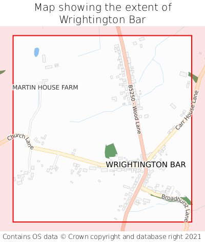 Map showing extent of Wrightington Bar as bounding box