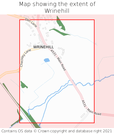Map showing extent of Wrinehill as bounding box