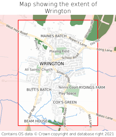 Map showing extent of Wrington as bounding box