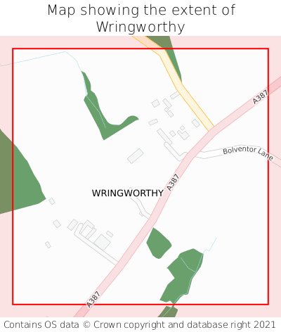 Map showing extent of Wringworthy as bounding box