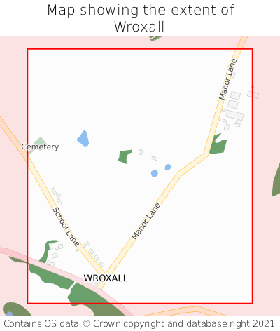 Map showing extent of Wroxall as bounding box