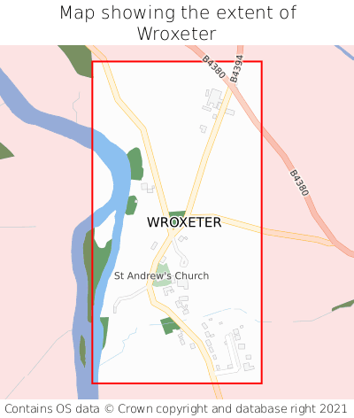 Map showing extent of Wroxeter as bounding box