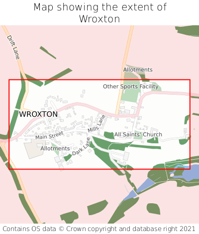 Map showing extent of Wroxton as bounding box