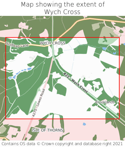 Map showing extent of Wych Cross as bounding box