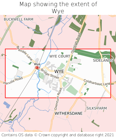 Map showing extent of Wye as bounding box