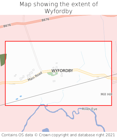Map showing extent of Wyfordby as bounding box