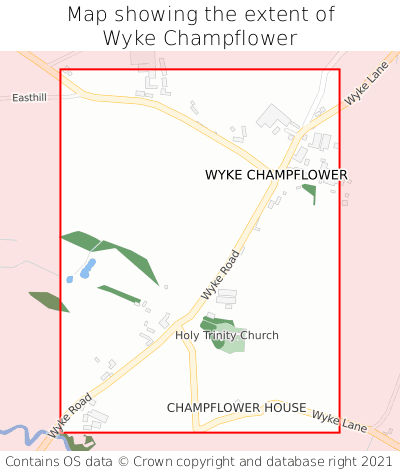 Map showing extent of Wyke Champflower as bounding box