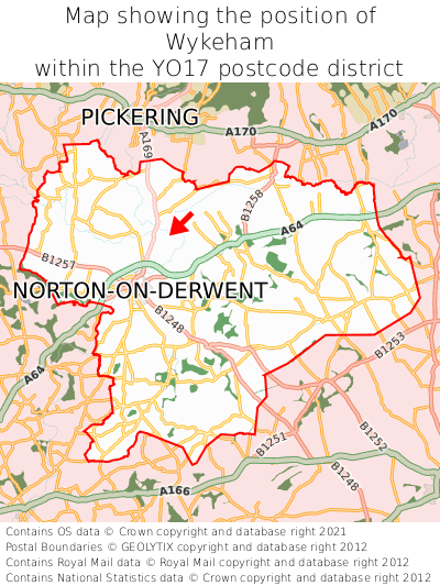 Map showing location of Wykeham within YO17