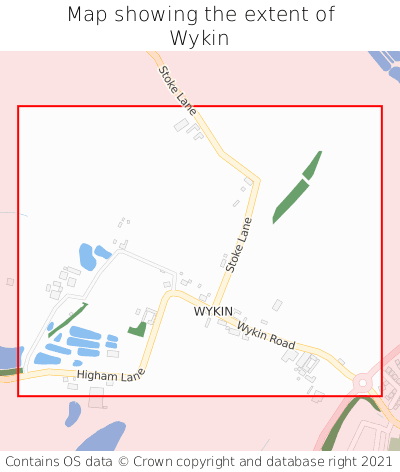 Map showing extent of Wykin as bounding box