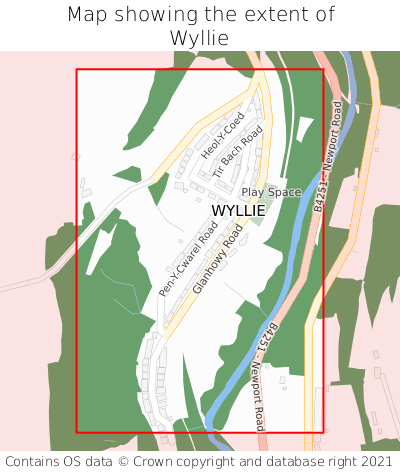 Map showing extent of Wyllie as bounding box