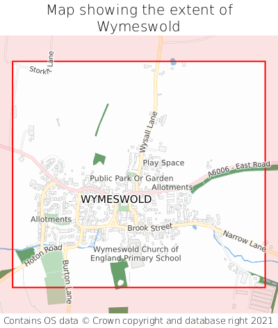 Map showing extent of Wymeswold as bounding box