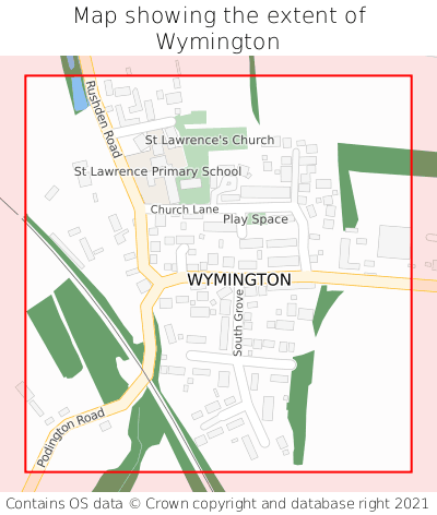 Map showing extent of Wymington as bounding box