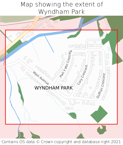 Map showing extent of Wyndham Park as bounding box