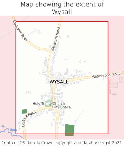 Map showing extent of Wysall as bounding box