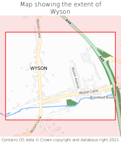 Map showing extent of Wyson as bounding box