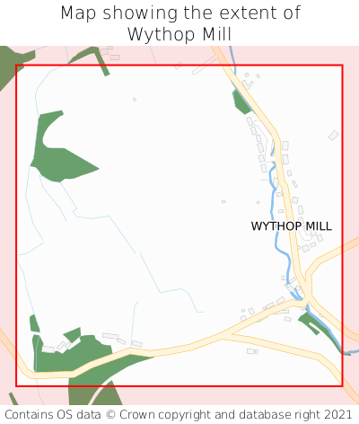 Map showing extent of Wythop Mill as bounding box