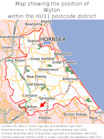 Map showing location of Wyton within HU11