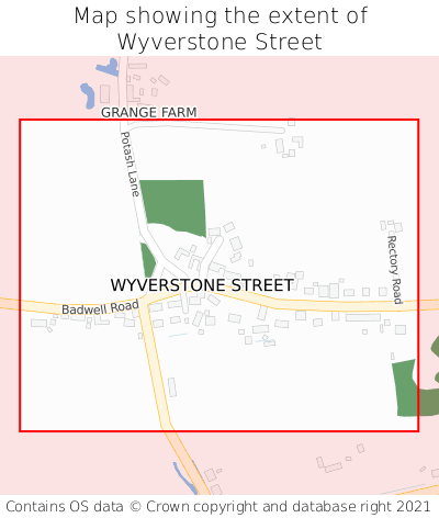 Map showing extent of Wyverstone Street as bounding box