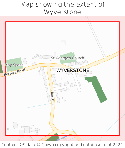 Map showing extent of Wyverstone as bounding box