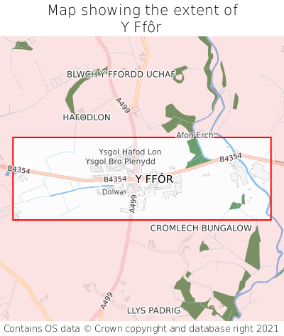 Map showing extent of Y Ffôr as bounding box