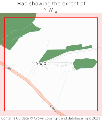 Map showing extent of Y Wig as bounding box