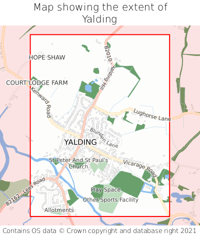 Map showing extent of Yalding as bounding box