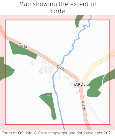 Map showing extent of Yarde as bounding box