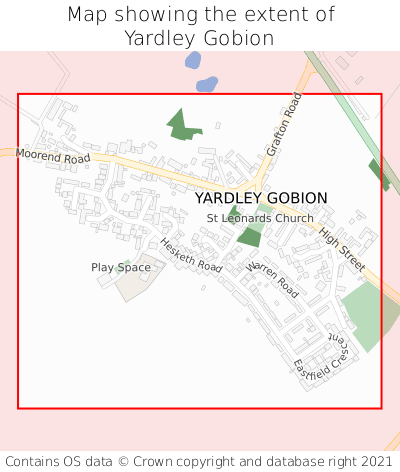 Map showing extent of Yardley Gobion as bounding box