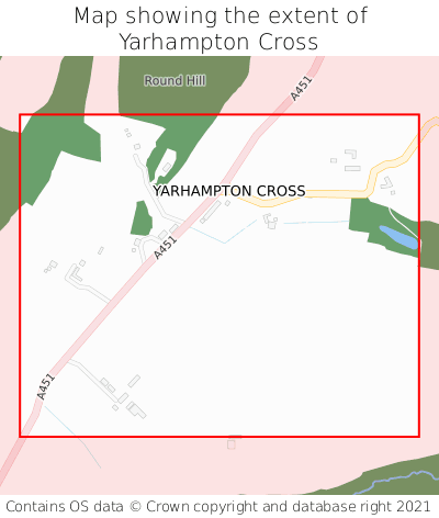 Map showing extent of Yarhampton Cross as bounding box