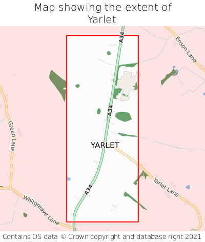 Map showing extent of Yarlet as bounding box