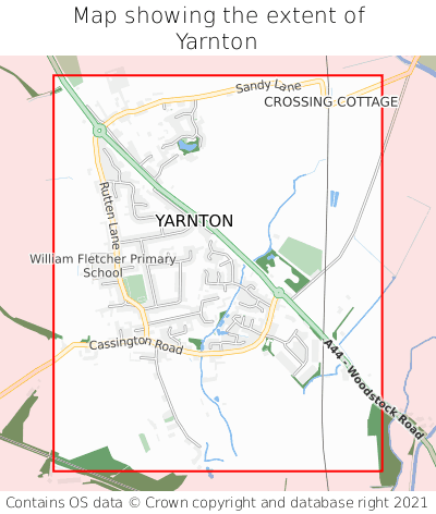 Map showing extent of Yarnton as bounding box