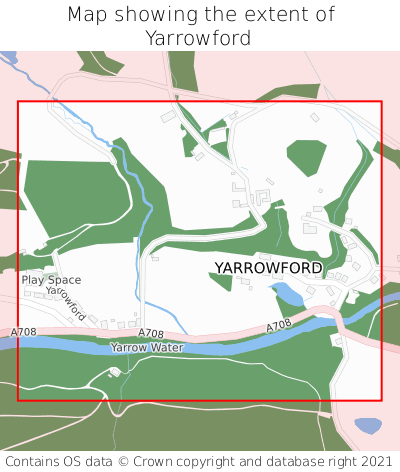 Map showing extent of Yarrowford as bounding box