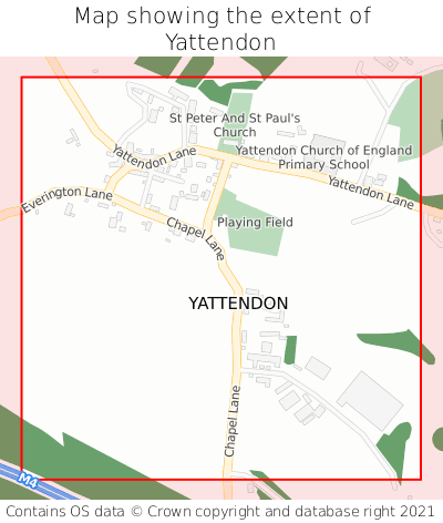 Map showing extent of Yattendon as bounding box