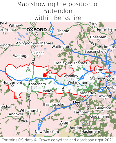 Map showing location of Yattendon within Berkshire