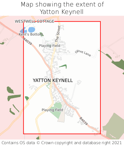 Map showing extent of Yatton Keynell as bounding box