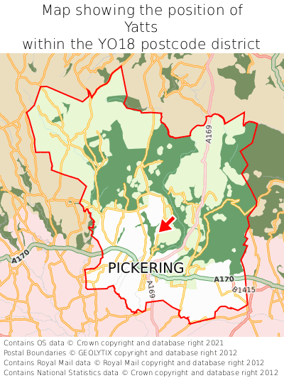 Map showing location of Yatts within YO18