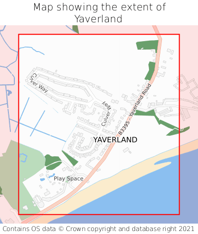 Map showing extent of Yaverland as bounding box