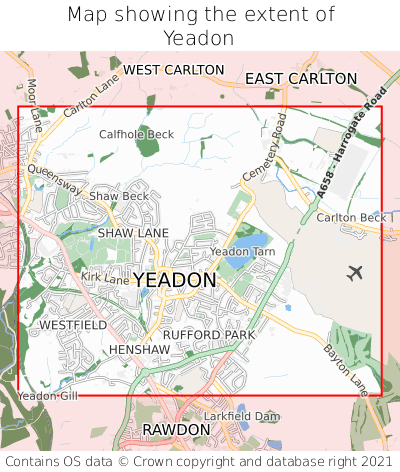 Map showing extent of Yeadon as bounding box