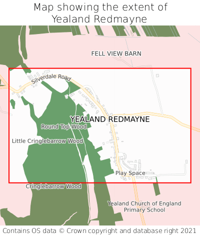 Map showing extent of Yealand Redmayne as bounding box