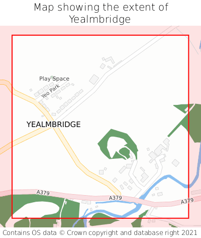 Map showing extent of Yealmbridge as bounding box