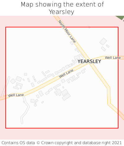 Map showing extent of Yearsley as bounding box