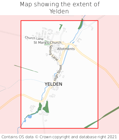 Map showing extent of Yelden as bounding box